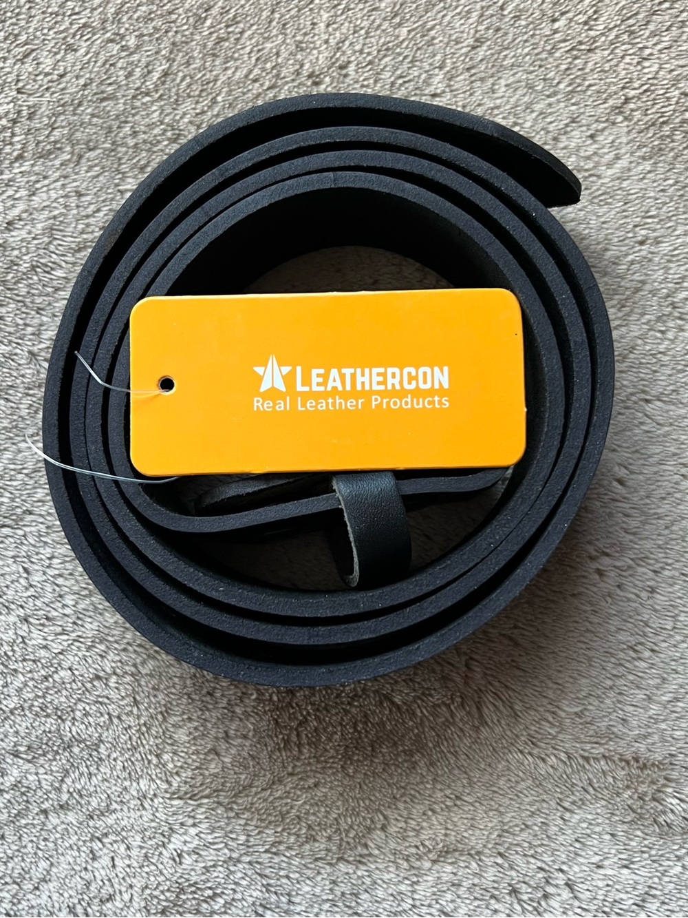 LEATHERCON Leather Belt No Buckle Men’s Belts 1.5 in Wide Black 42 Work Casual